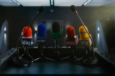 Speech,Tribune,Or,Debate,Stand,With,Microphones,For,Interview,For