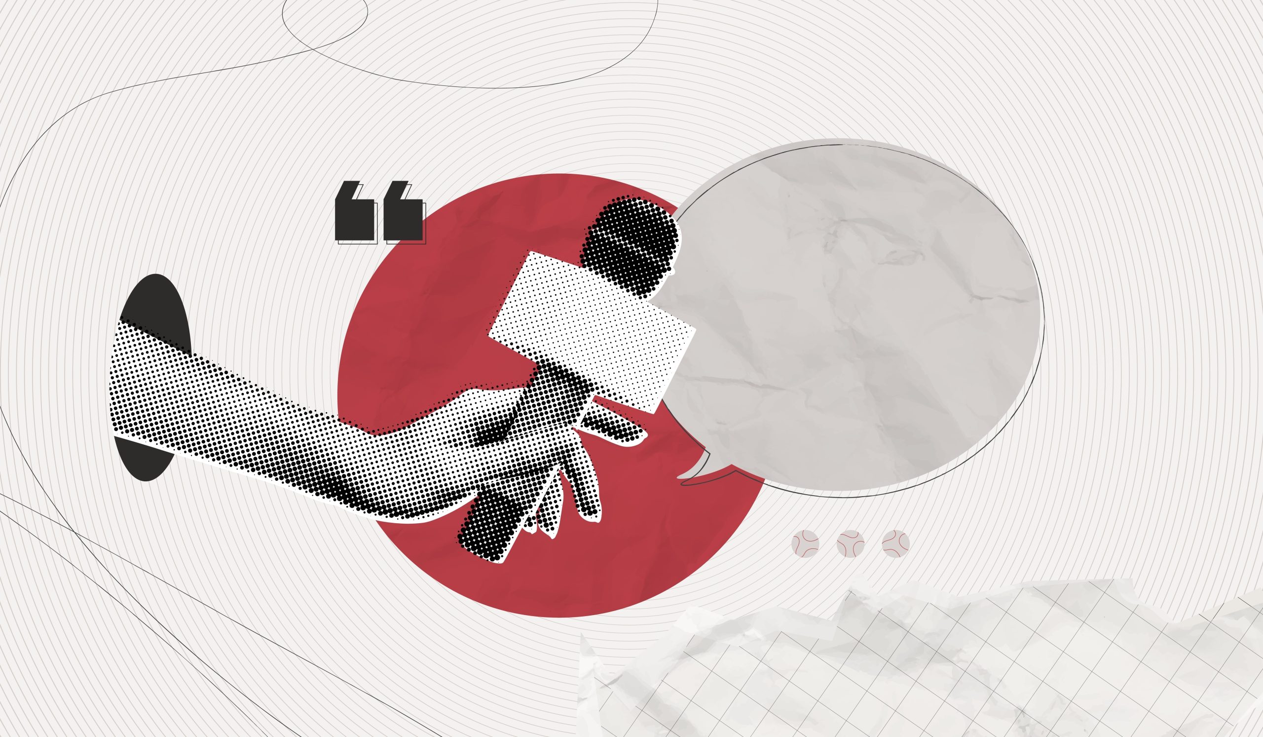 Trendy,Halftone,Collage,Online,Broadcasting,Concept.,Hand,With,Microphone,And