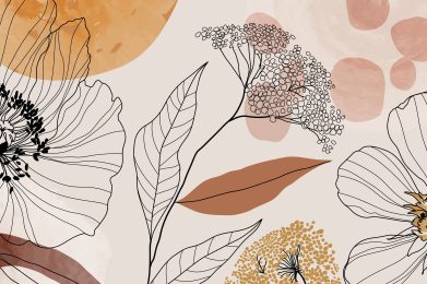 Abstract,Line,Flower,And,Earth,Tone,Color,Background.,Wallpaper,Design