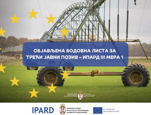 Objavljena Bodovna lista za Treći javni poziv – IPARD III Mera 1