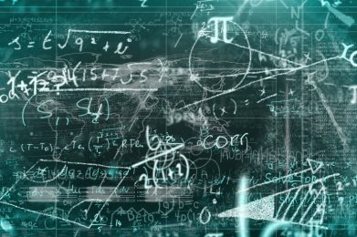 Displaying,Teal-green,Interface,Showing,Math,Symbols,And,Equations,On,Hud,